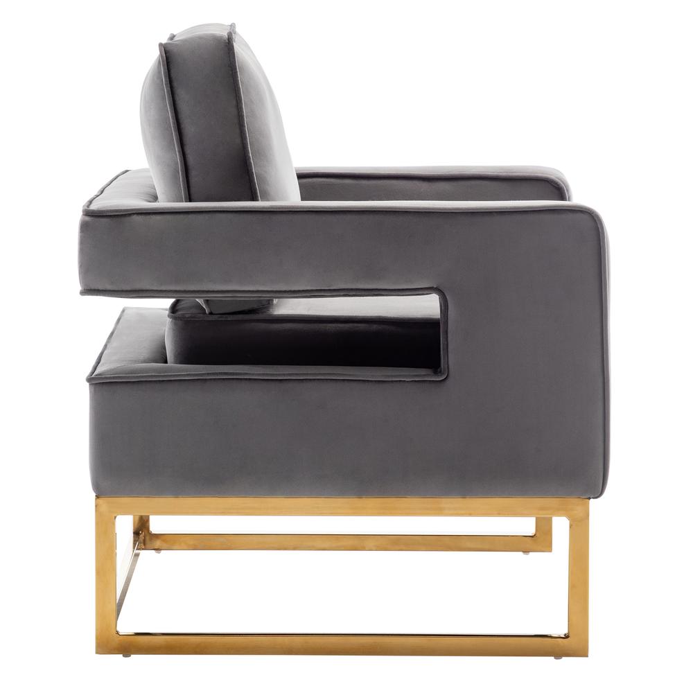 Take a Seat Carrie Velvet Accent Lounge Armchair with Gold Base. Picture 3
