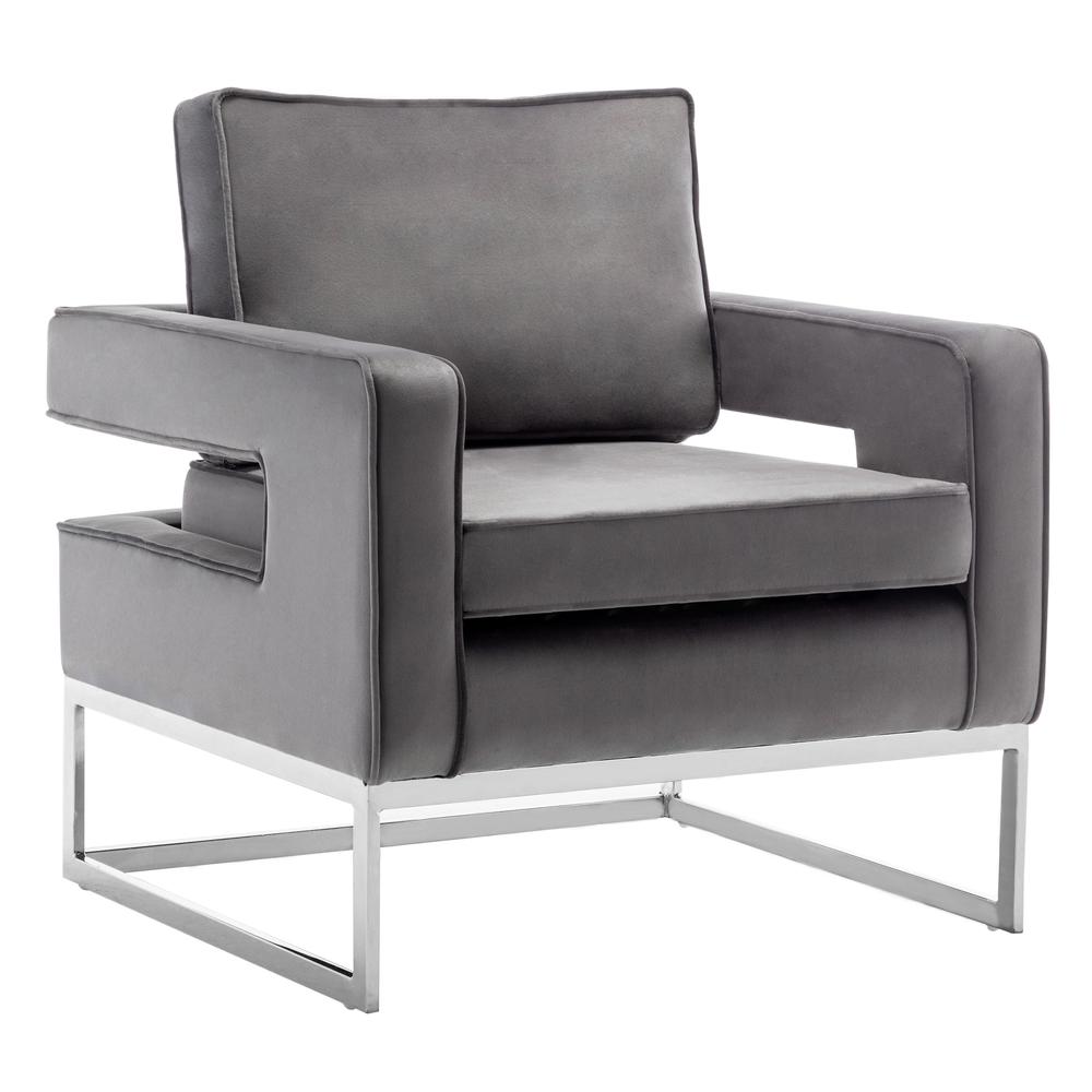 Take a Seat Carrie Velvet Accent Lounge Armchair with Silver Base. Picture 1
