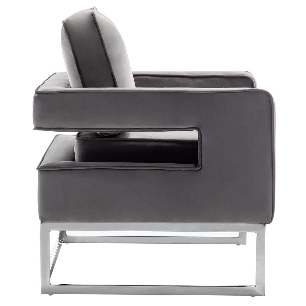 Take a Seat Carrie Velvet Accent Lounge Armchair with Silver Base. Picture 3