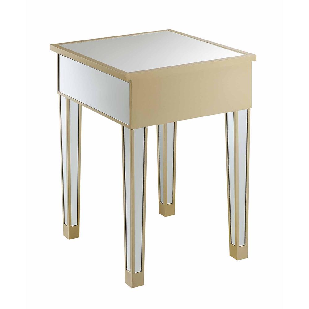 Gold Coast Mirrored End Table with Drawer. Picture 4