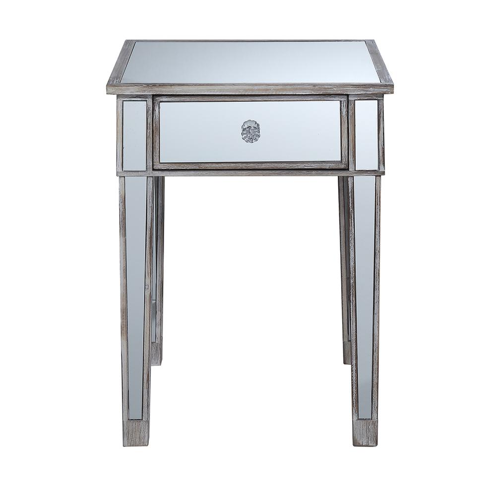 Gold Coast Mirrored End Table with Drawer. Picture 6