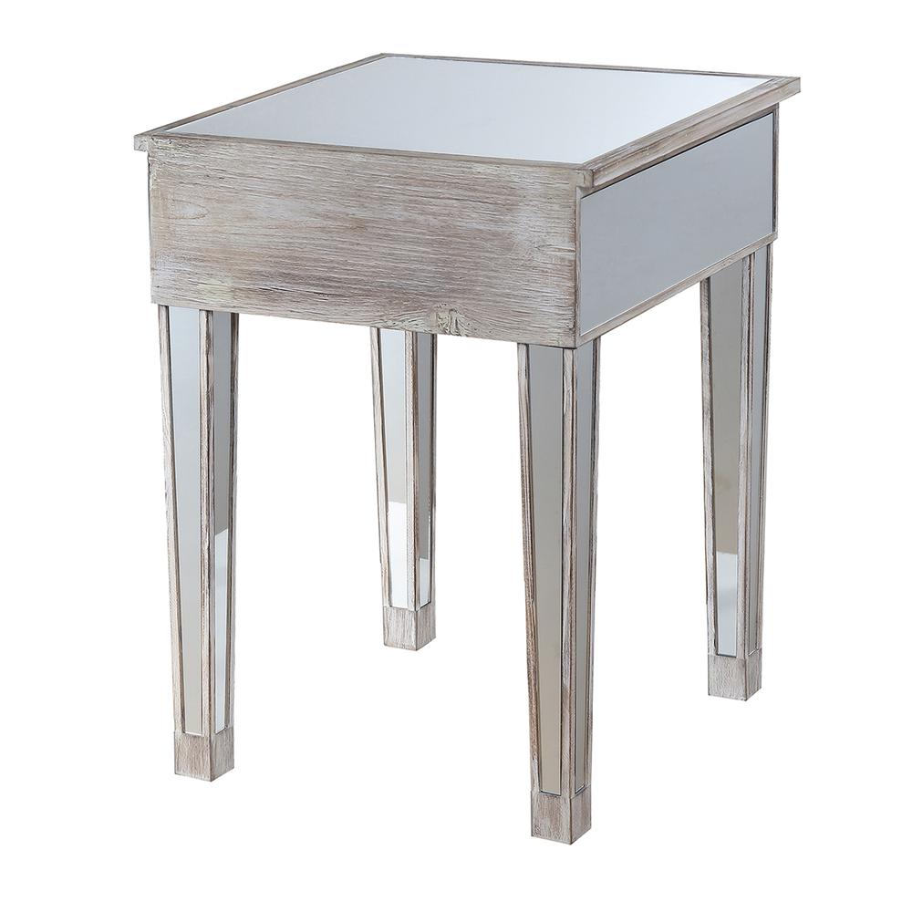 Gold Coast Mirrored End Table with Drawer. Picture 8