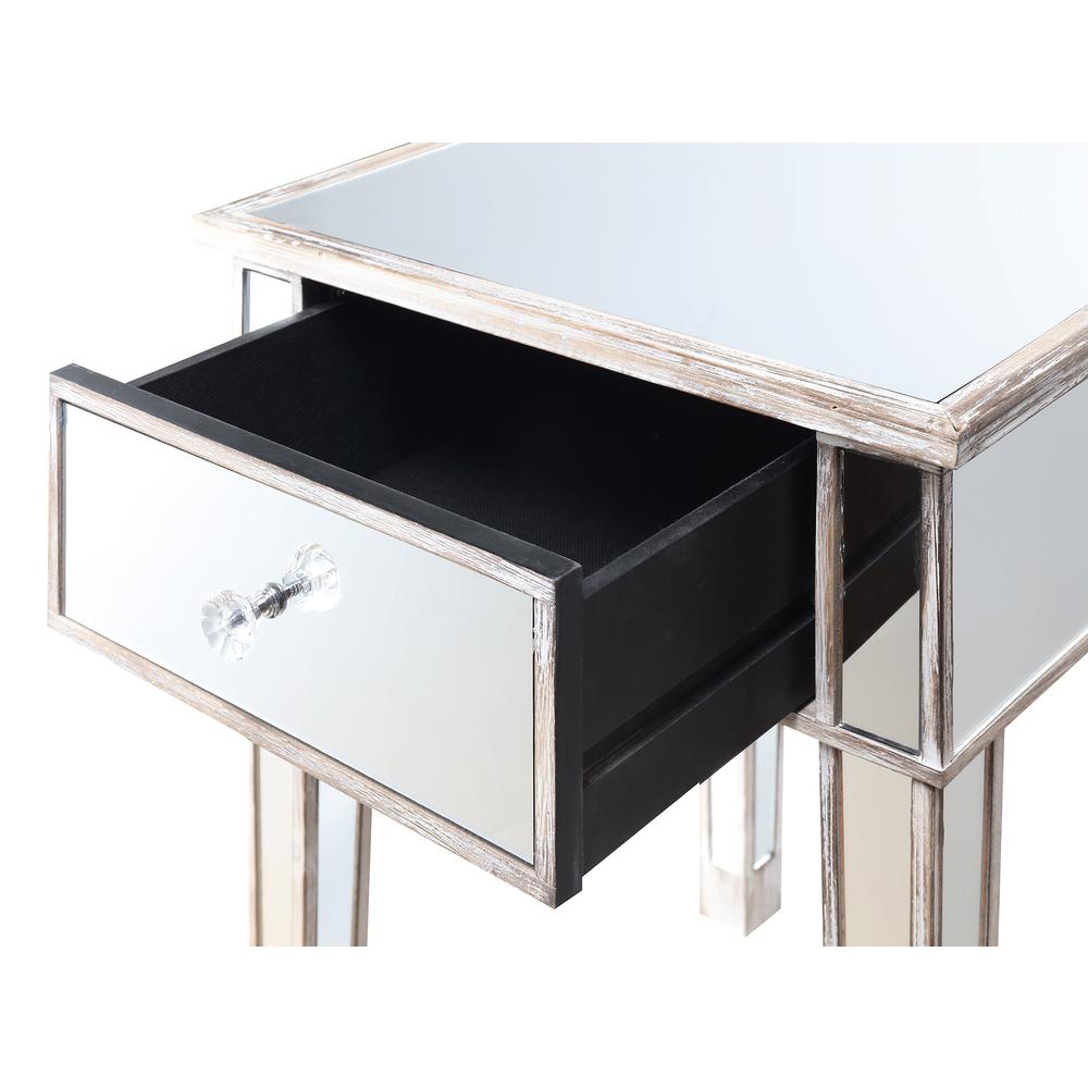 Gold Coast Mirrored End Table with Drawer. Picture 9