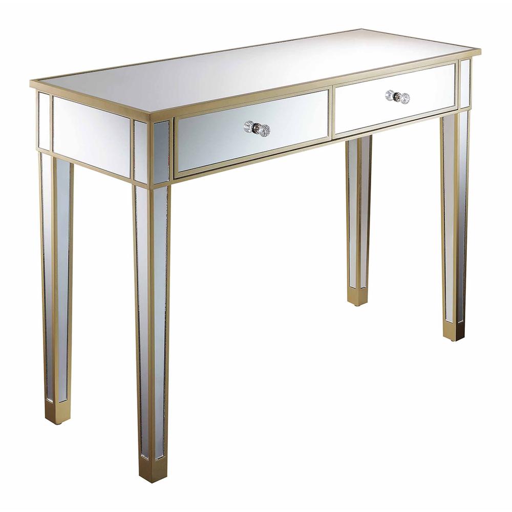 Gold Coast Mirrored 2 Drawer Desk/Console Table Champagne Champagne/Mirror. Picture 6