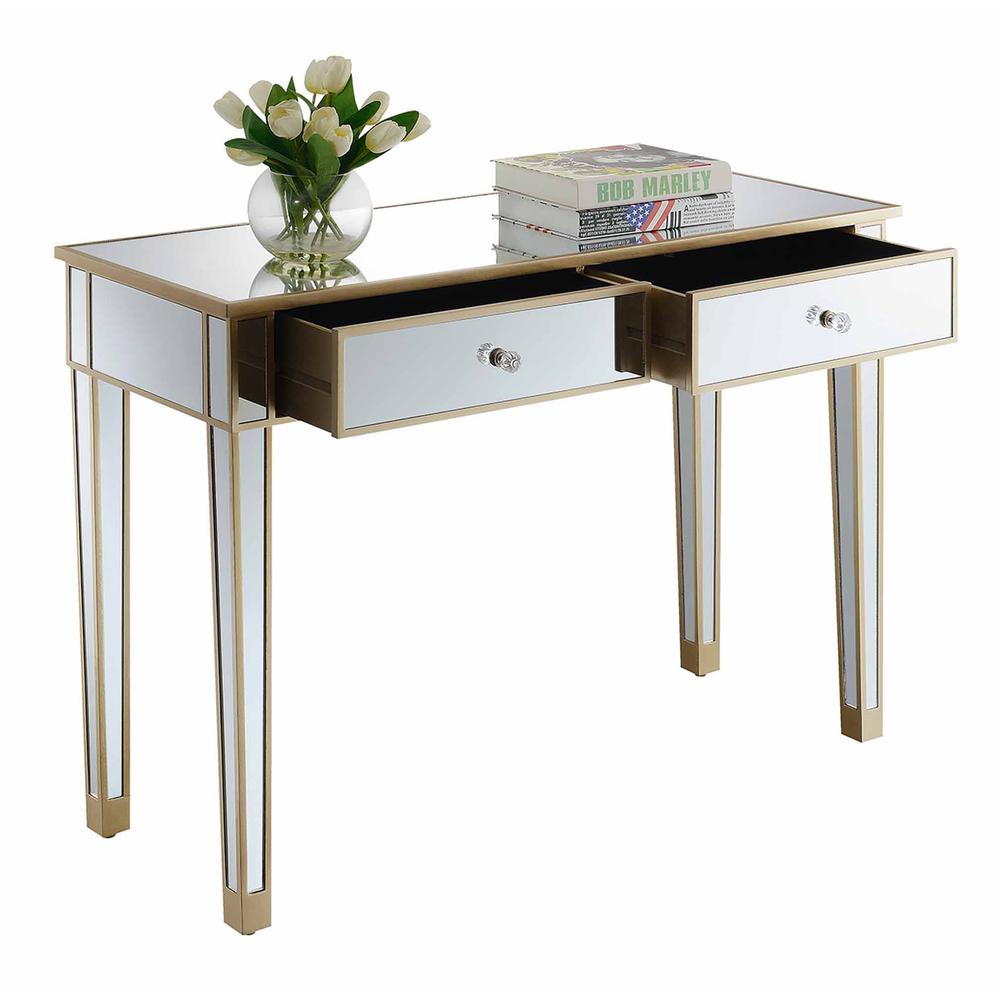 Gold Coast Mirrored 2 Drawer Desk/Console Table Champagne Champagne/Mirror. Picture 4