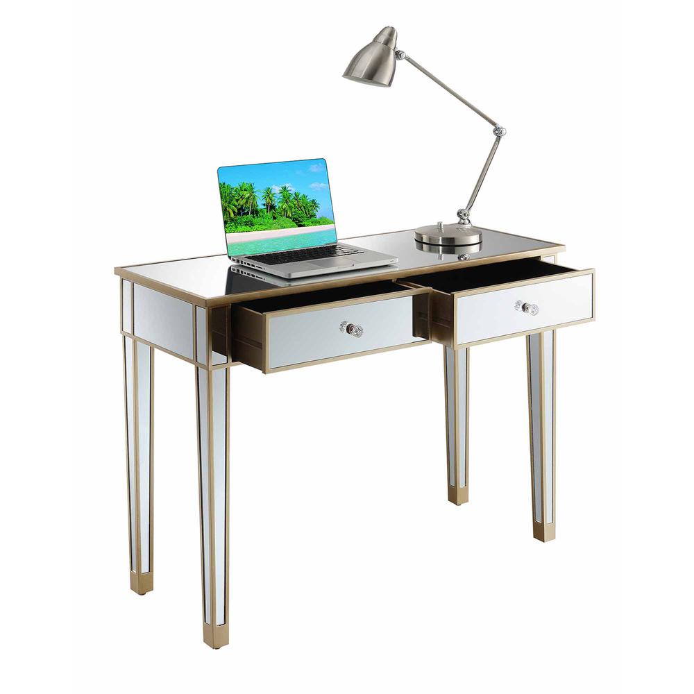 Gold Coast Mirrored 2 Drawer Desk/Console Table Champagne Champagne/Mirror. Picture 5