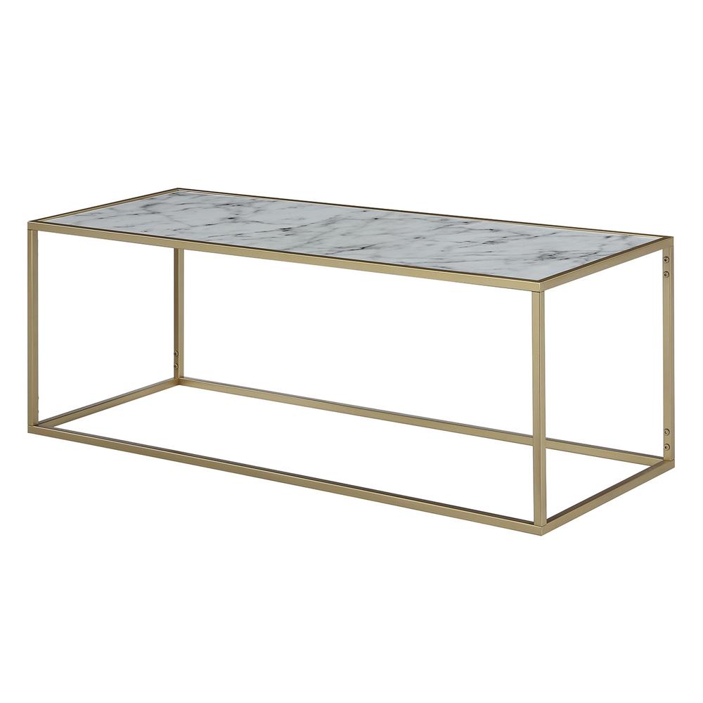 Gold Coast Faux Marble Rectangle Coffee Table. Picture 6