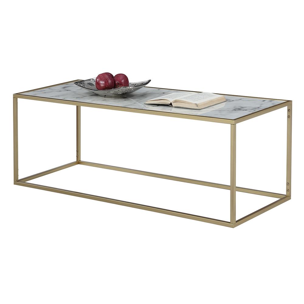 Gold Coast Faux Marble Rectangle Coffee Table. Picture 5