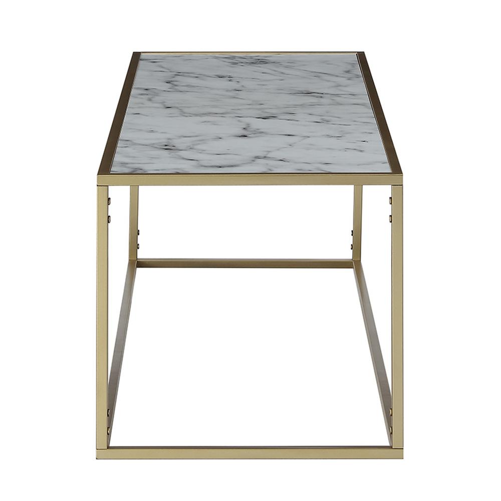 Gold Coast Faux Marble Rectangle Coffee Table. Picture 7