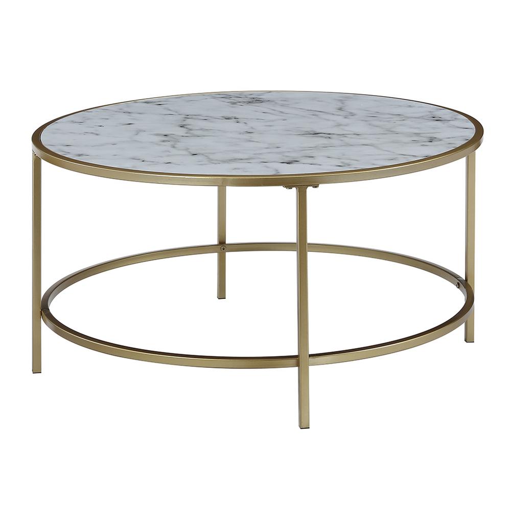 Gold Coast Faux Marble Round Coffee Table. Picture 6