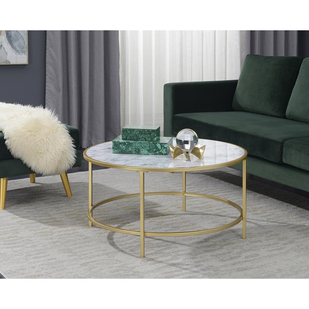 Gold Coast Faux Marble Round Coffee Table. Picture 3