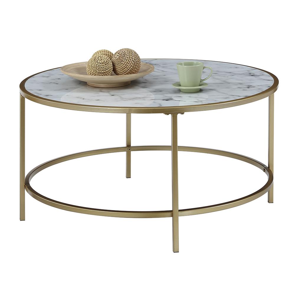 Gold Coast Faux Marble Round Coffee Table. Picture 5