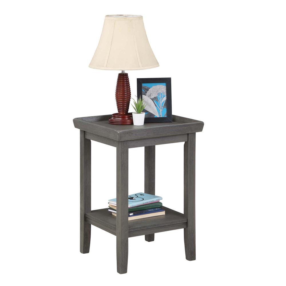 Ledgewood End Table with Shelf, Wirebrush Dark Gray. Picture 1