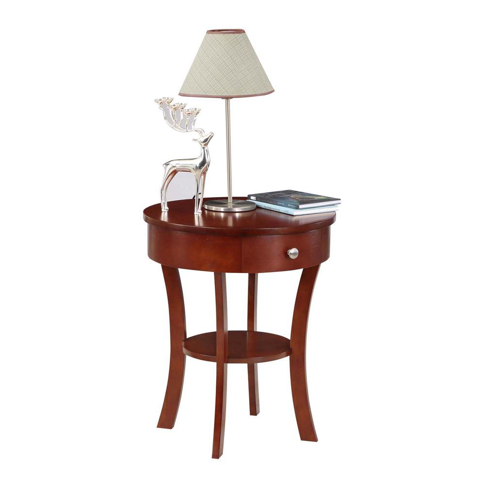 Classic Accents Schaffer 1 Drawer End Table with Shelf, Mahogany. Picture 3