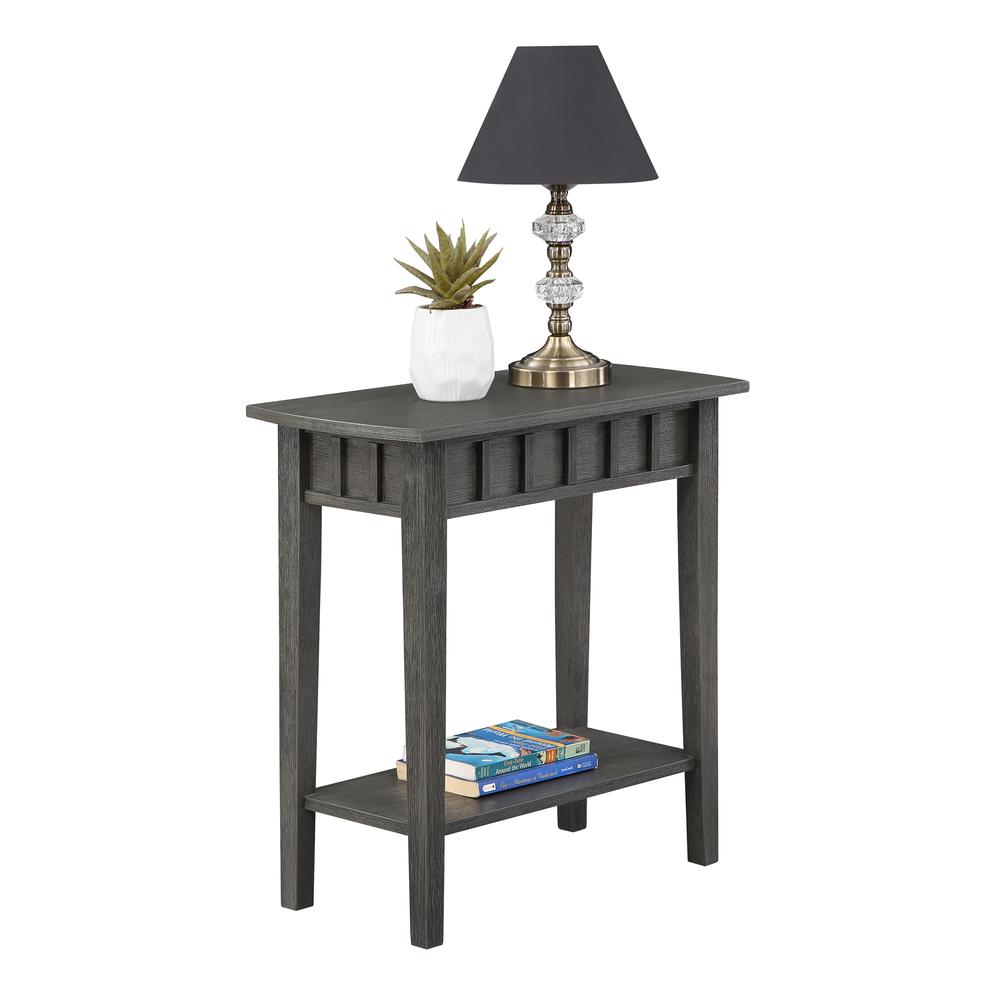Dennis End Table with Shelf, Wirebrush Dark Gray. Picture 2