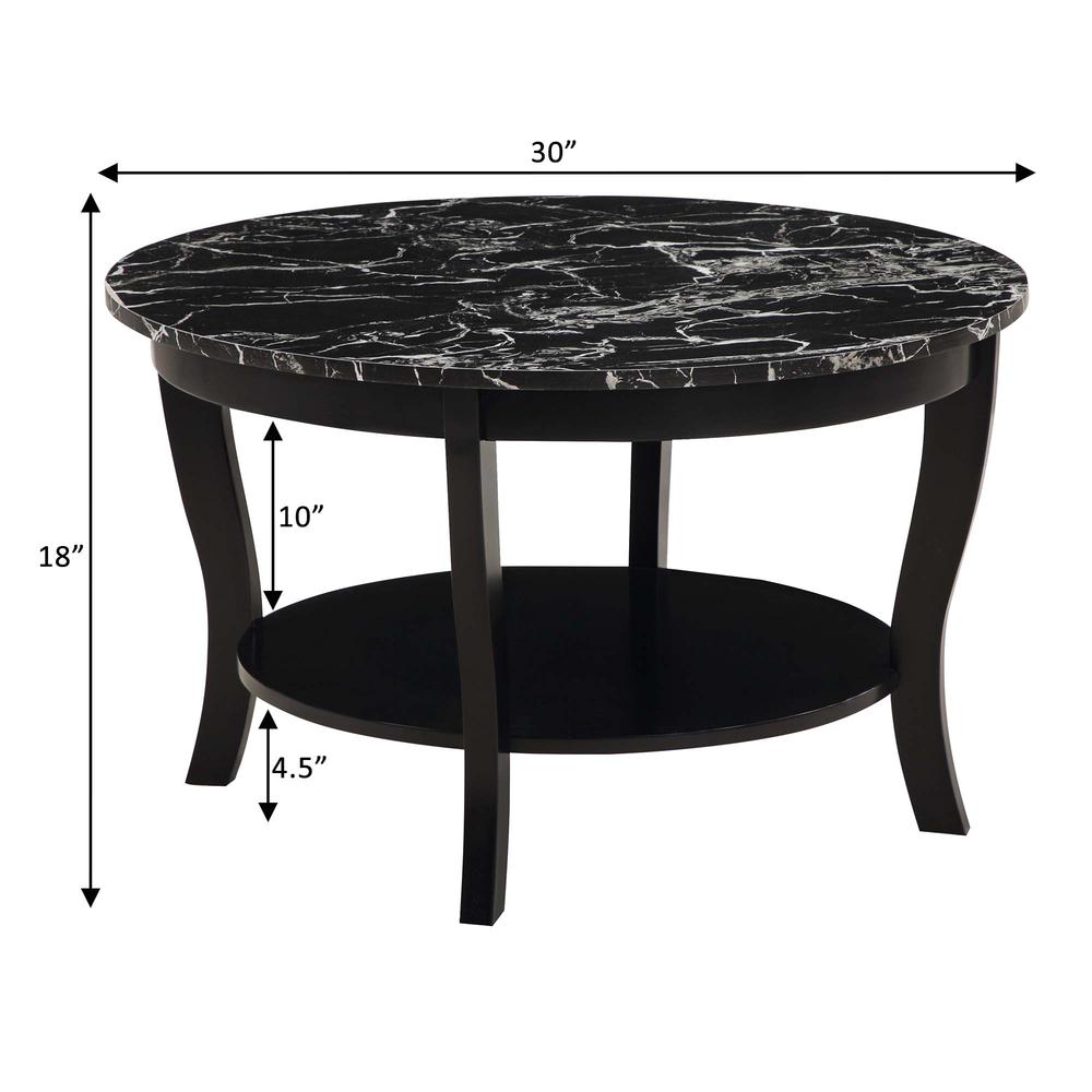American Heritage Round Coffee Table with Shelf Black. Picture 3