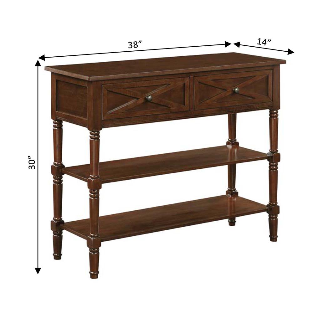 Country Oxford 2 Drawer Console Table with Shelves, Espresso. Picture 6
