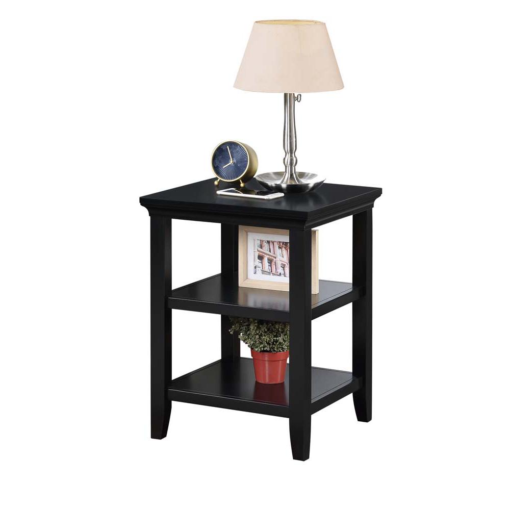Tribeca End Table with Shelves, Black. Picture 1