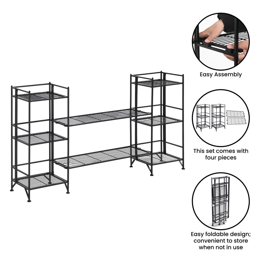 Xtra Storage 3 Tier Folding Metal Shelves with Set of 2 Deluxe Extension Shelves. Picture 7