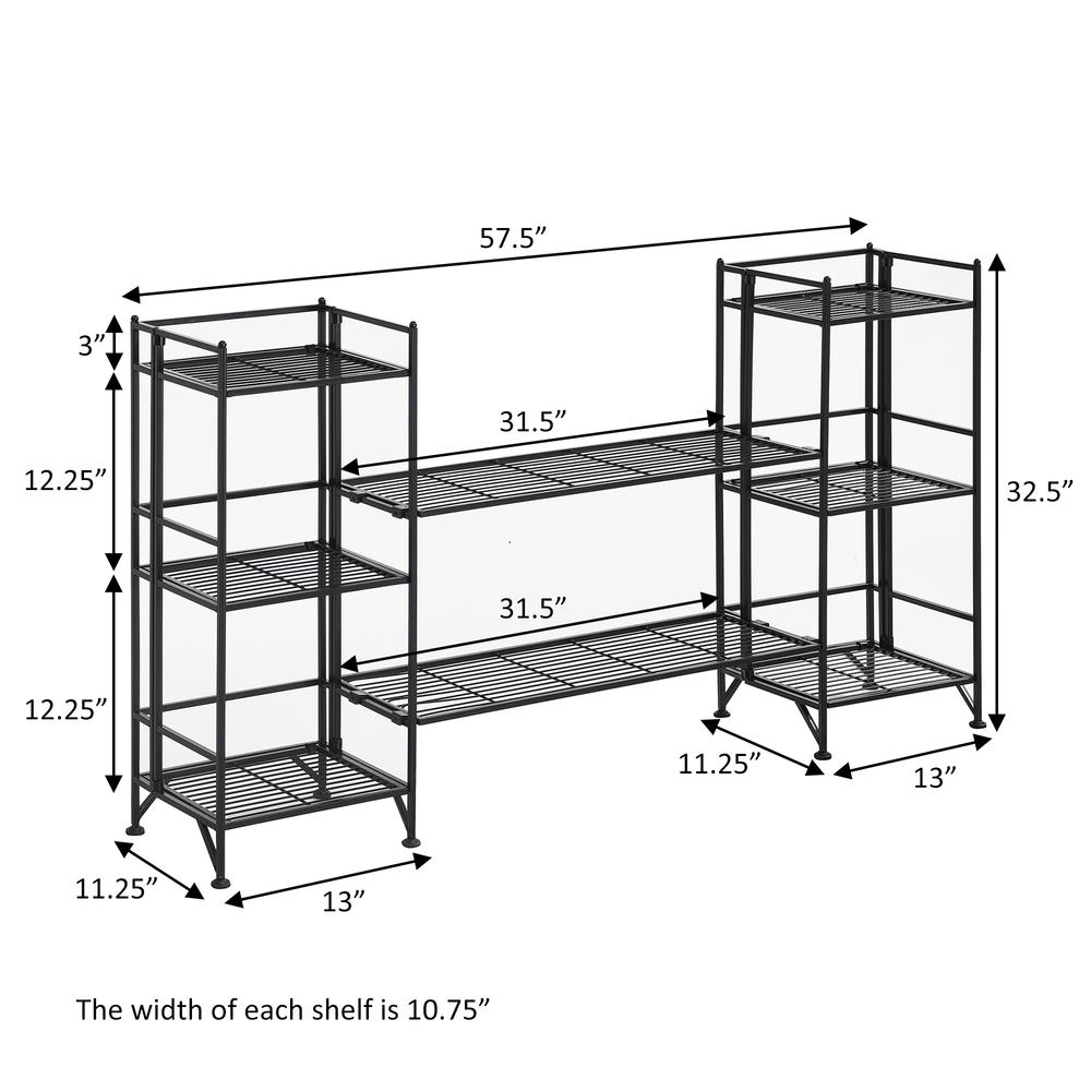 Xtra Storage 3 Tier Folding Metal Shelves with Set of 2 Deluxe Extension Shelves. Picture 5