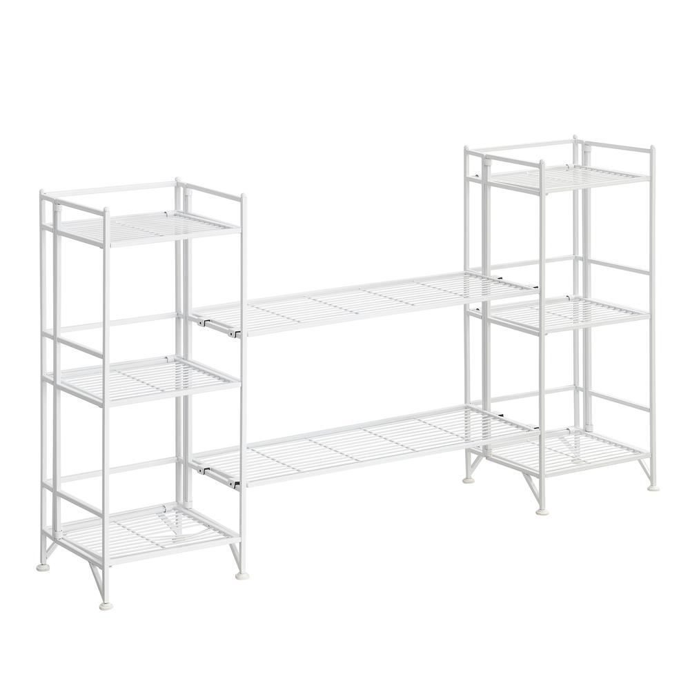 Xtra Storage 3 Tier Folding Metal Shelves with Set of 2 Deluxe Extension Shelves. Picture 1