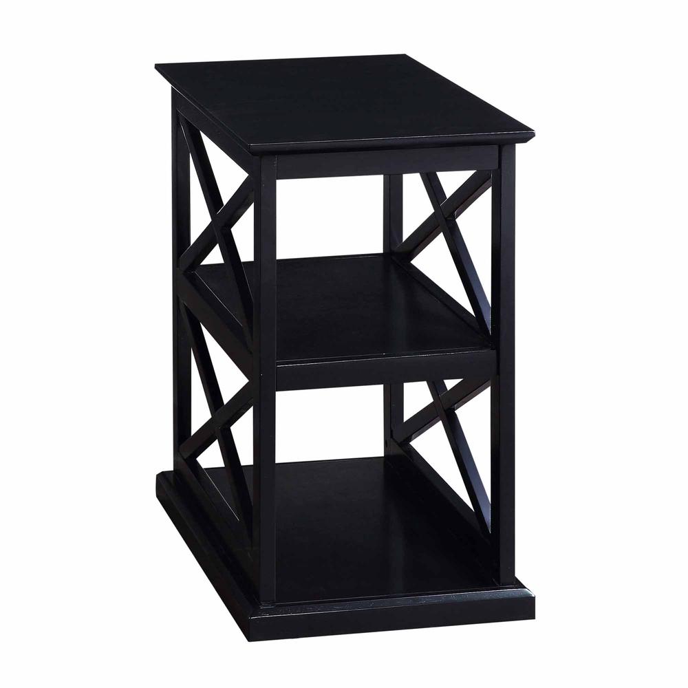 Coventry Chairside End Table with Shelves Black. Picture 1