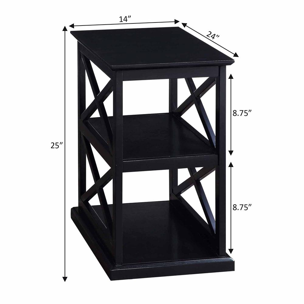 Coventry Chairside End Table with Shelves Black. Picture 4