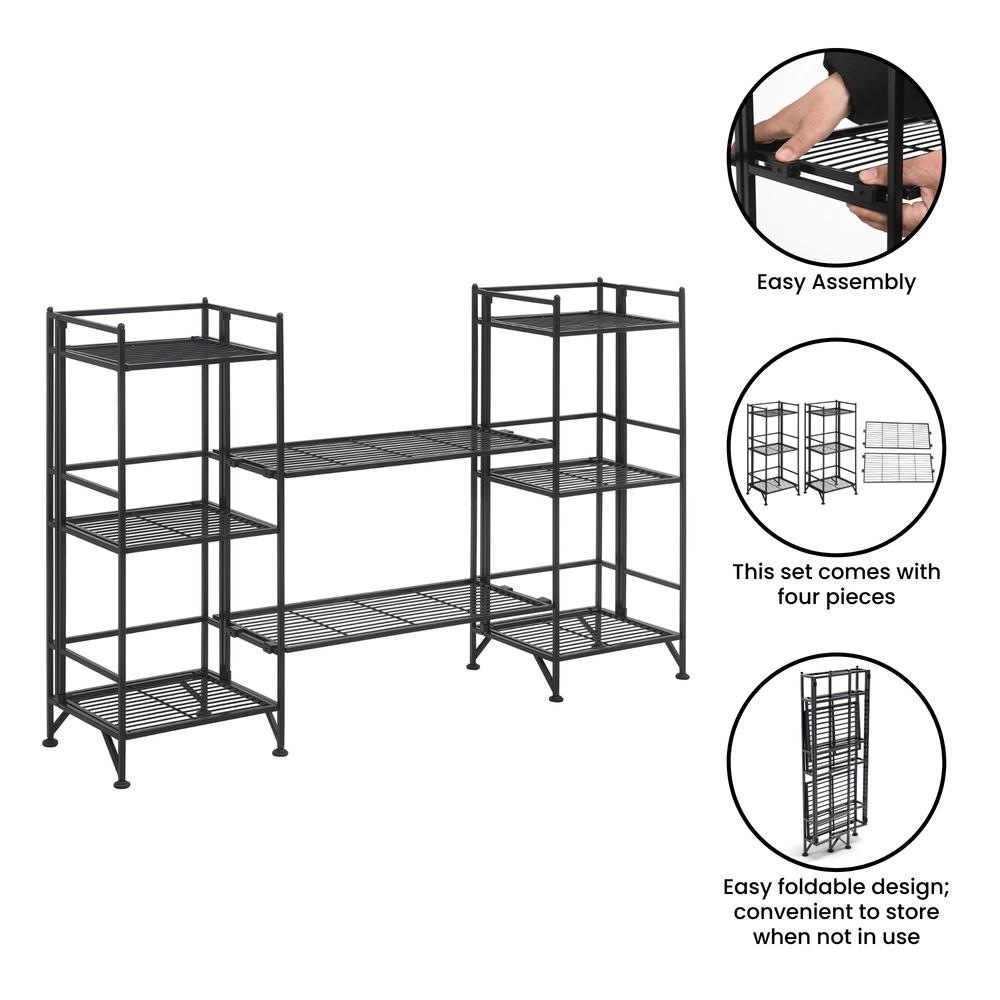 Xtra Storage 3 Tier Folding Metal Shelves with Set of 2 Extension Shelves. Picture 7