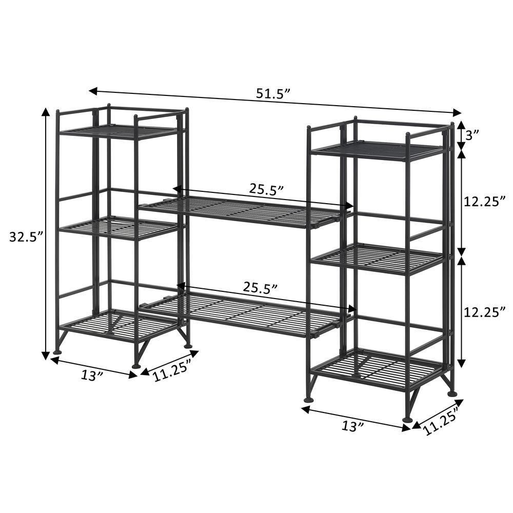 Xtra Storage 3 Tier Folding Metal Shelves with Set of 2 Extension Shelves. Picture 5