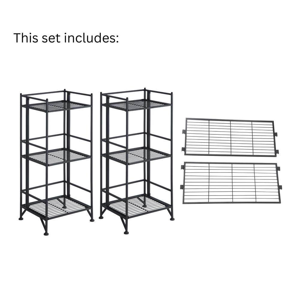 Xtra Storage 3 Tier Folding Metal Shelves with Set of 2 Extension Shelves. Picture 2