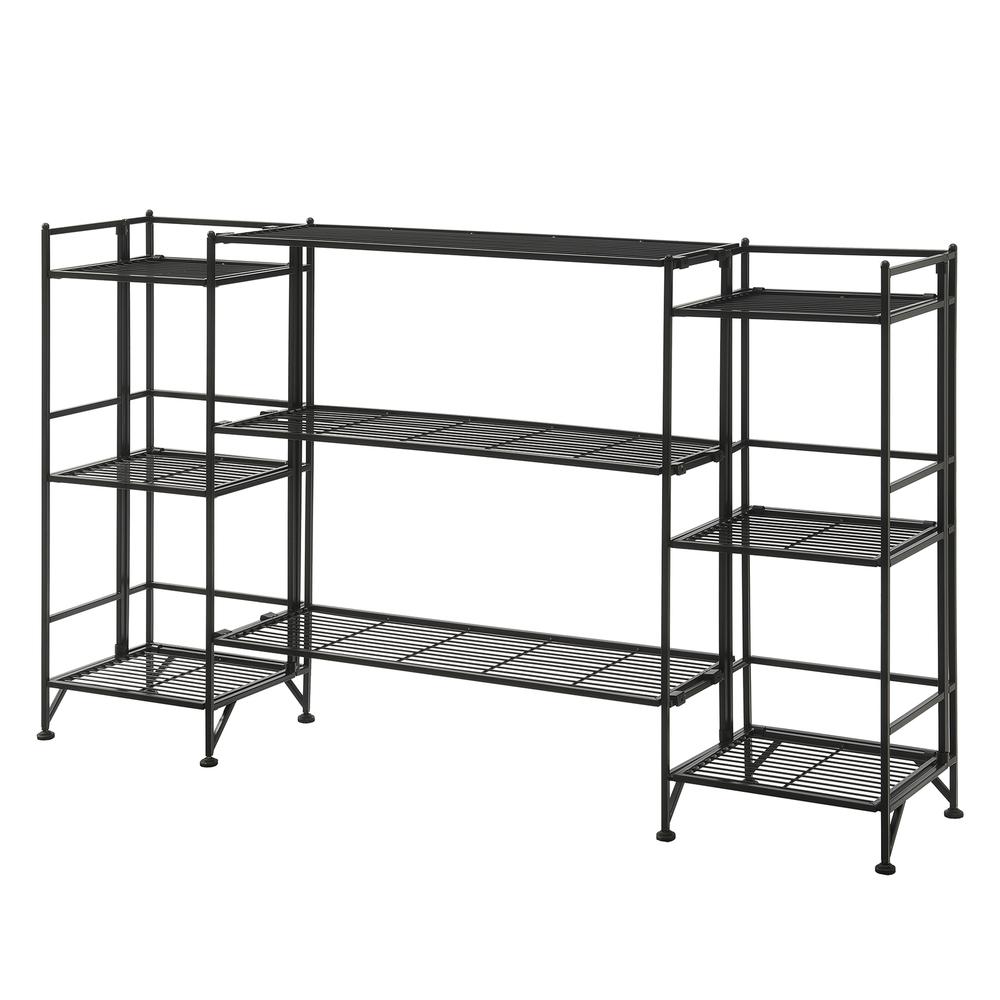 Xtra Storage 3 Tier Folding Metal Shelves with Set of 3 Deluxe Extension Shelves. Picture 1