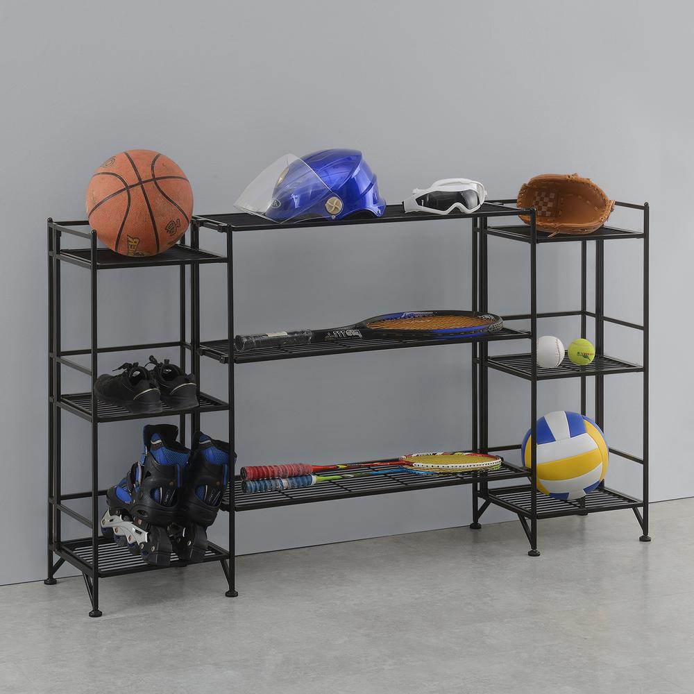 Xtra Storage 3 Tier Folding Metal Shelves with Set of 3 Deluxe Extension Shelves. Picture 6