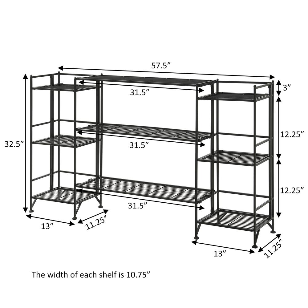Xtra Storage 3 Tier Folding Metal Shelves with Set of 3 Deluxe Extension Shelves. Picture 5