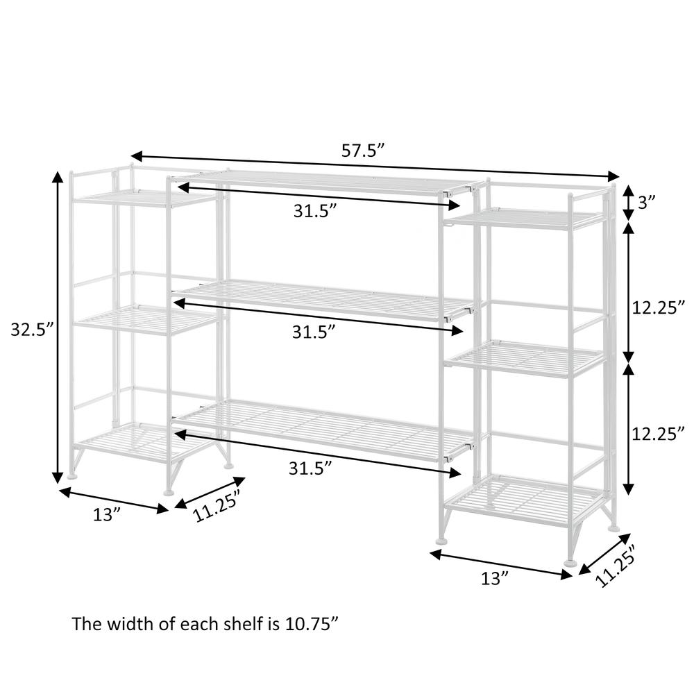 Xtra Storage 3 Tier Folding Metal Shelves with Set of 3 Deluxe Extension Shelves. Picture 5