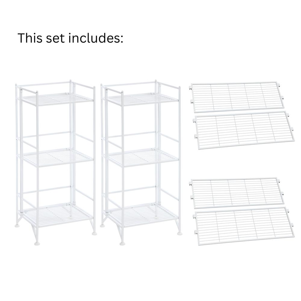 Xtra Storage 3 Tier Folding Metal Shelves with Set of 3 Deluxe Extension Shelves. Picture 2