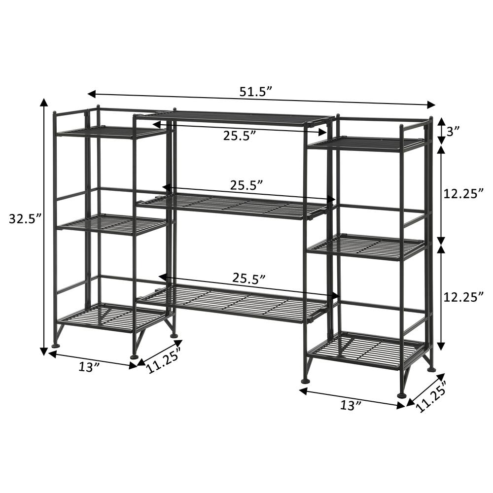 Xtra Storage 3 Tier Folding Metal Shelves with Set of 3 Extension Shelves. Picture 4