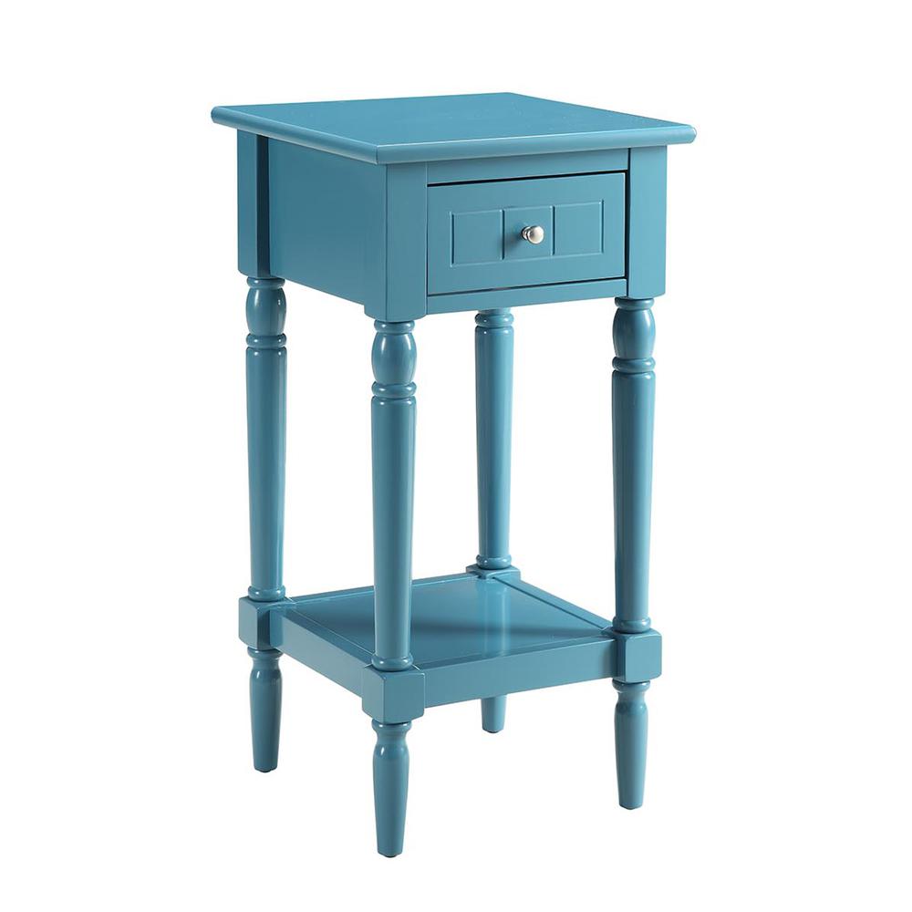 French Country Khloe 1 Drawer Accent Table with Shelf Blue. Picture 1