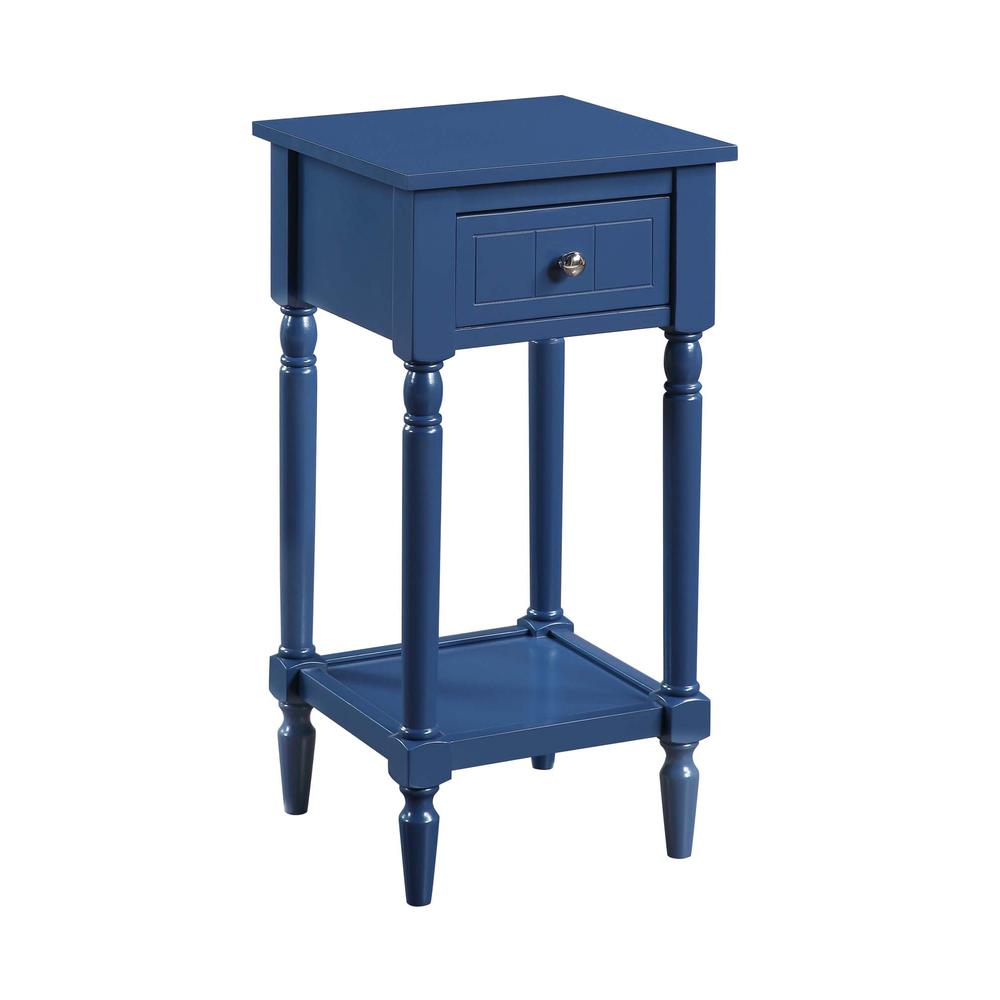 French Country Khloe 1 Drawer Accent Table with Shelf Cobalt Blue. Picture 2