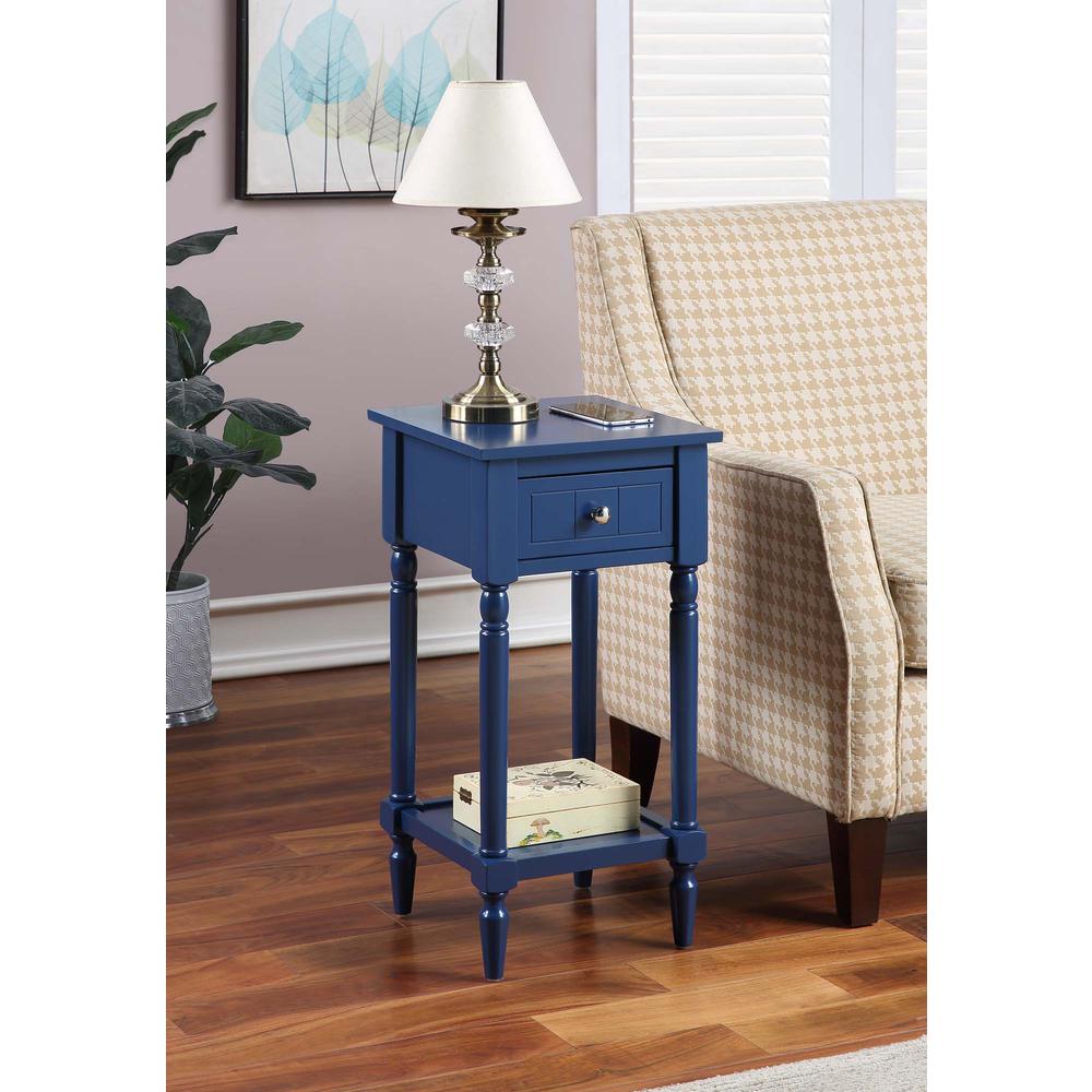 French Country Khloe 1 Drawer Accent Table with Shelf Cobalt Blue. Picture 5