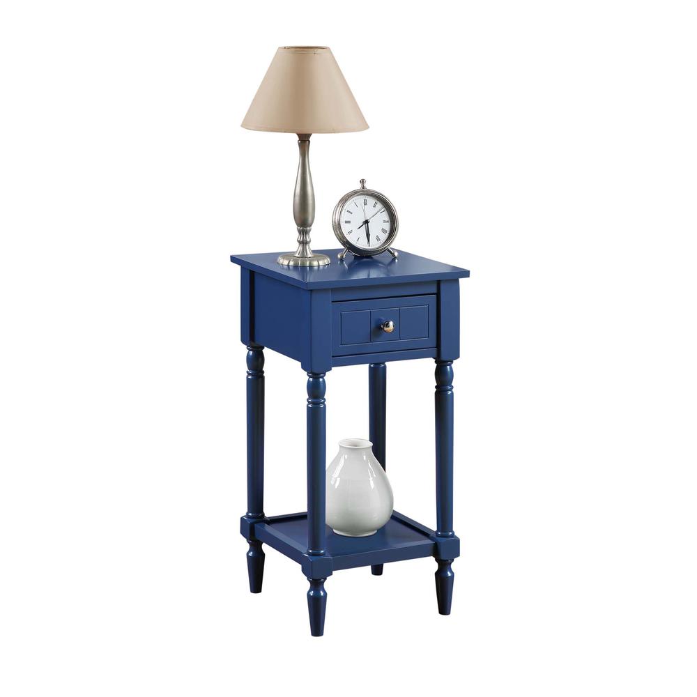 French Country Khloe 1 Drawer Accent Table with Shelf Cobalt Blue. Picture 1