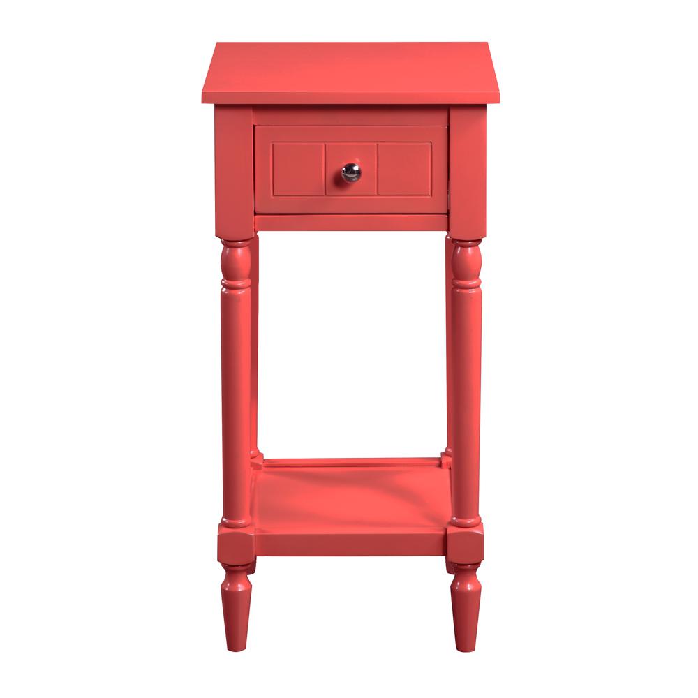 French Country Khloe 1 Drawer Accent Table with Shelf Coral. Picture 1