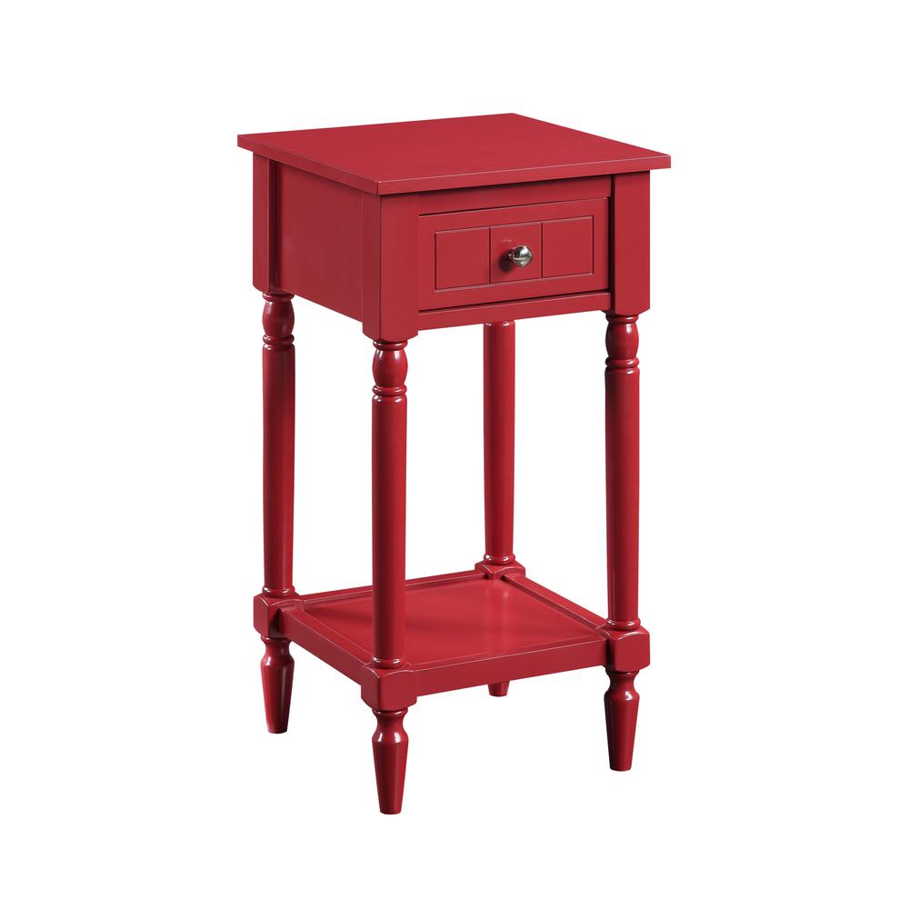 French Country Khloe 1 Drawer Accent Table with Shelf Cranberry Red. Picture 2