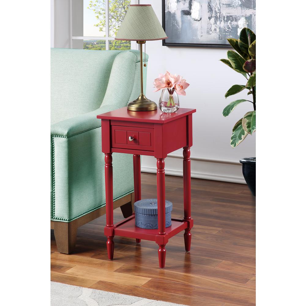 French Country Khloe 1 Drawer Accent Table with Shelf Cranberry Red. Picture 5