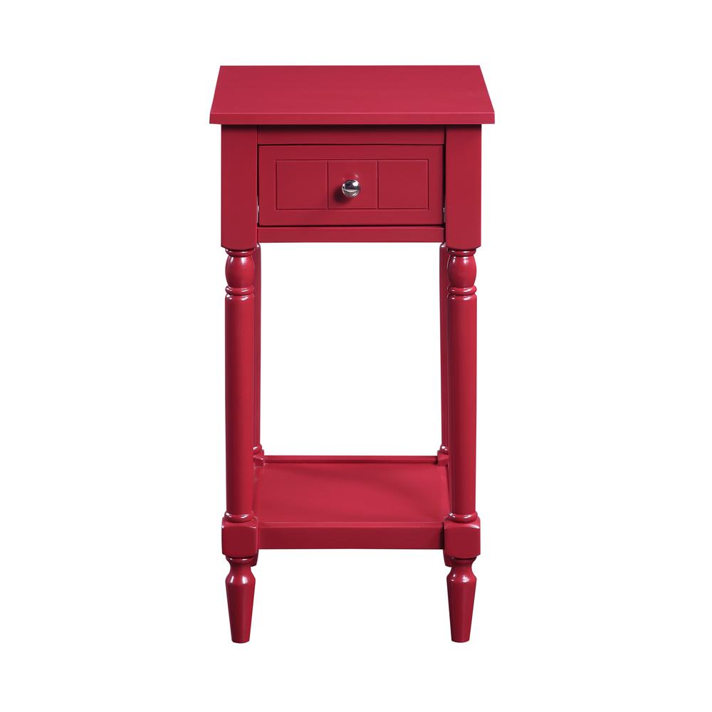 French Country Khloe 1 Drawer Accent Table with Shelf Cranberry Red. Picture 3