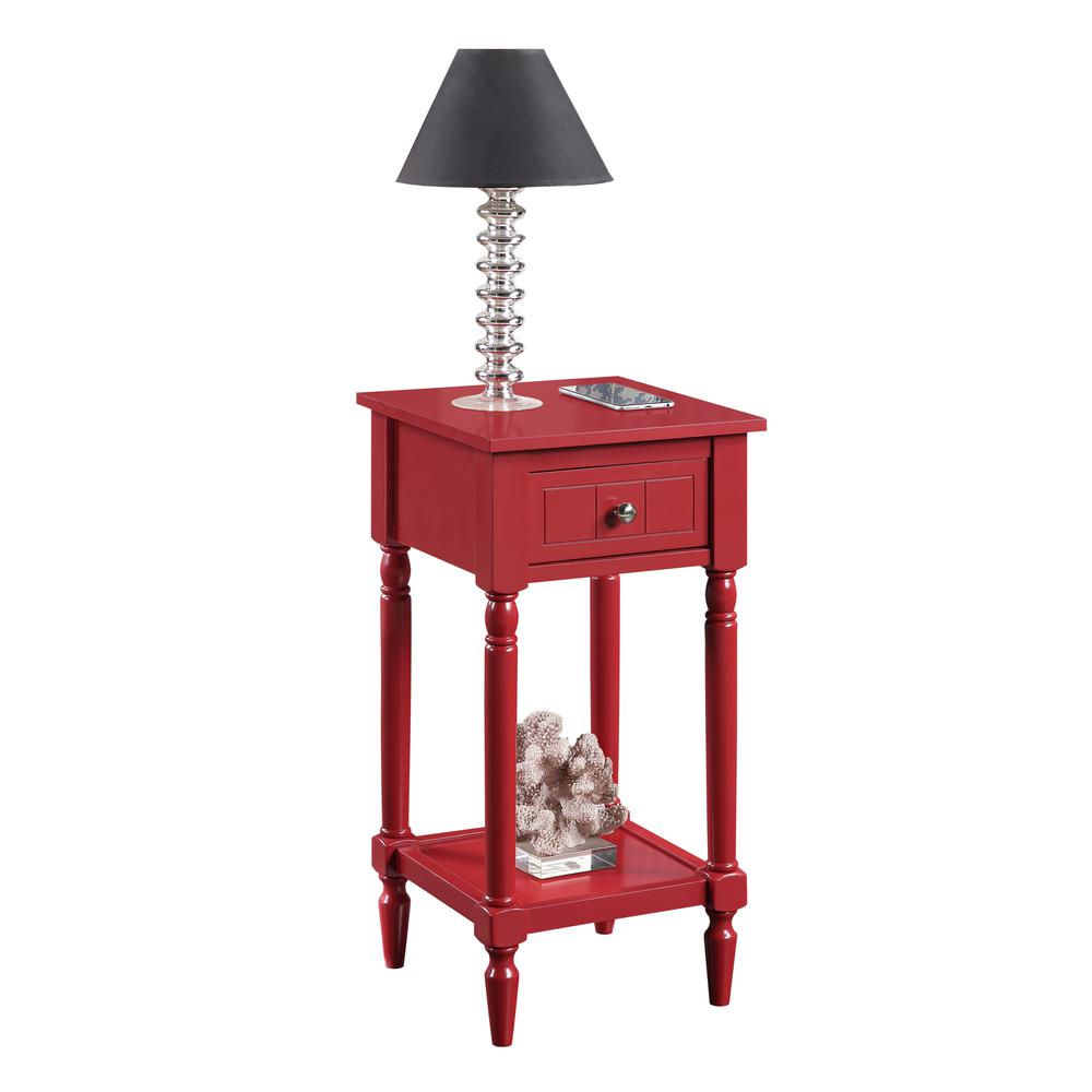 French Country Khloe 1 Drawer Accent Table with Shelf Cranberry Red. Picture 1