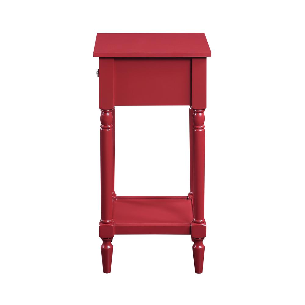 French Country Khloe 1 Drawer Accent Table with Shelf Cranberry Red. Picture 4