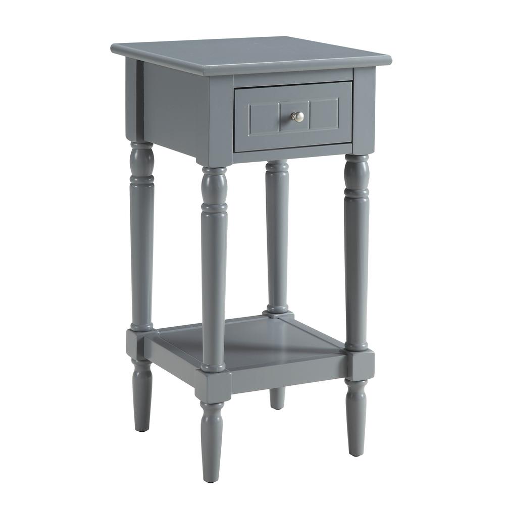 French Country Khloe 1 Drawer Accent Table with Shelf Gray. Picture 1