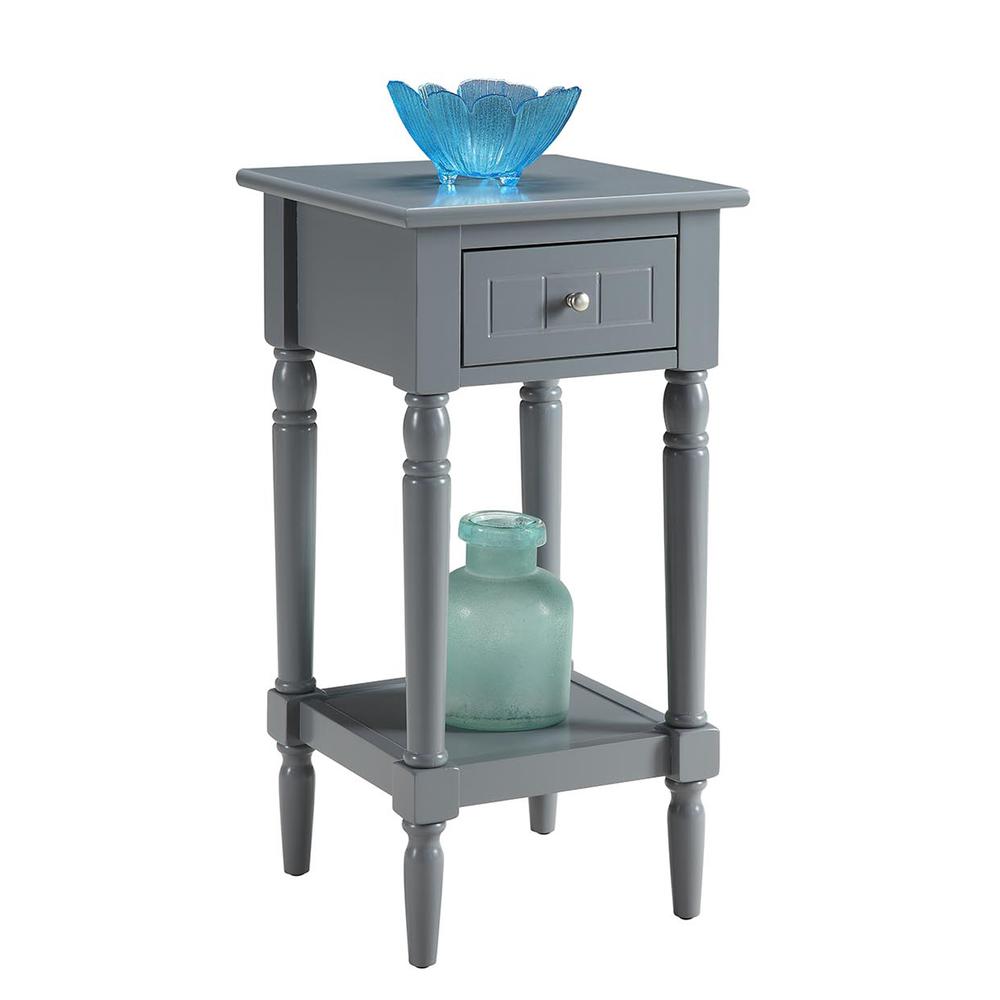 French Country Khloe 1 Drawer Accent Table with Shelf Gray. Picture 3