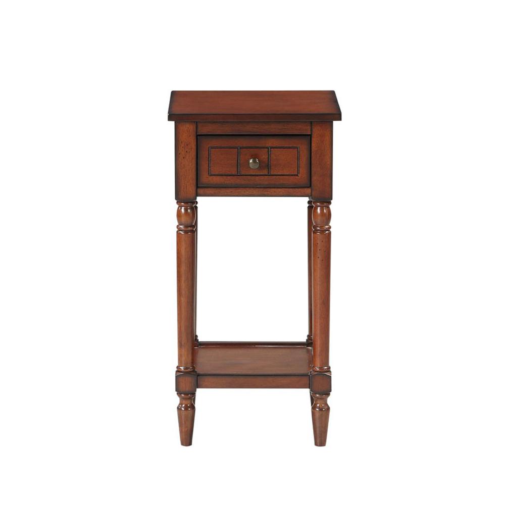 French Country Khloe 1 Drawer Accent Table with Shelf Mahogany. Picture 2