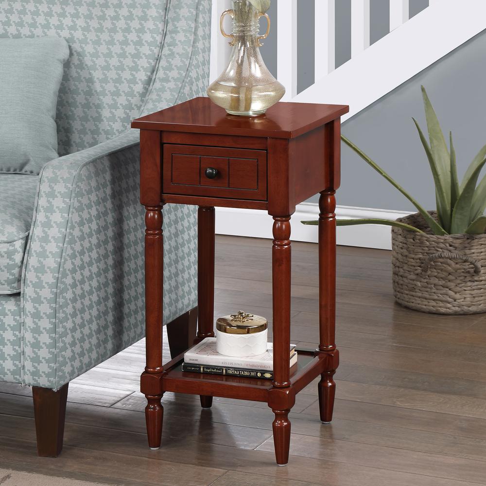 French Country Khloe 1 Drawer Accent Table with Shelf Mahogany. Picture 7